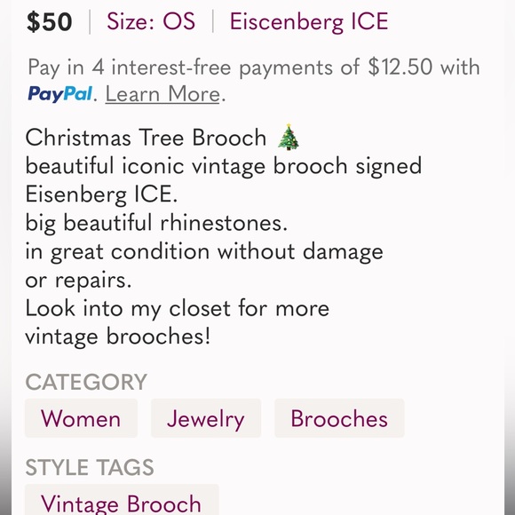 Eisenberg Christmas Tree brooch - Picture 5 of 5